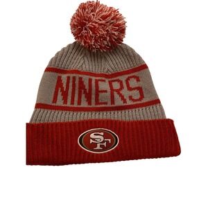 San Francisco 49ers Beanie Hat Mens Idegy Red Grey Niners Pom Knit Cuffed Cap